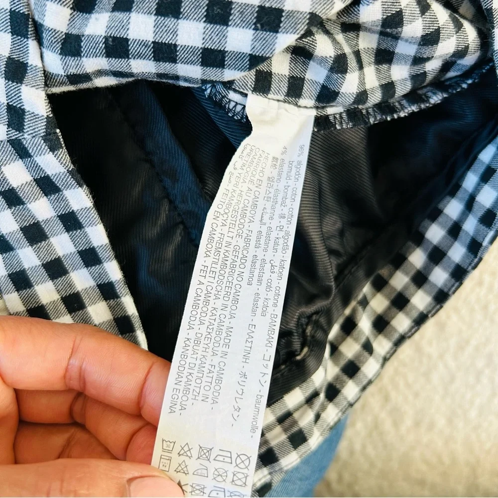 Zara Women’s Black White Gingham Ankle Cropped Pants Ruffle Trim Size M - Picture 14 of 14